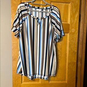 LuLaRoe Blue and Black Blouse Elegant Top